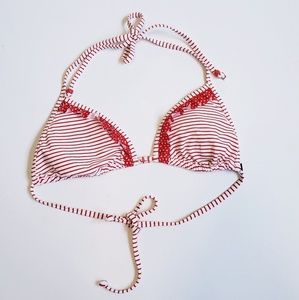 Marie meili red striped bikini top